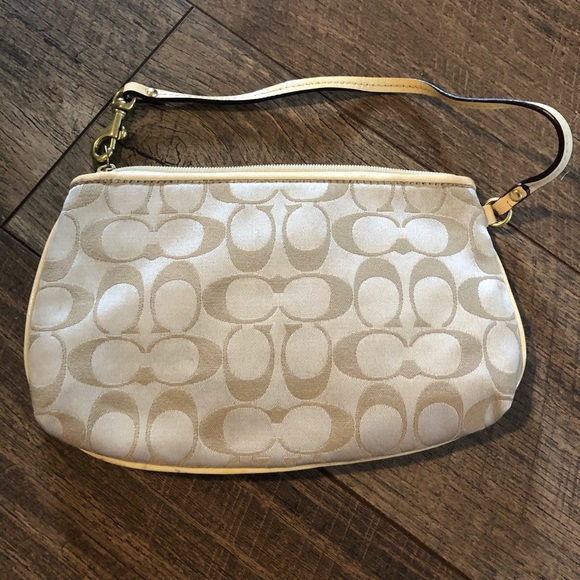 Cream and gold coach wristlet - Picture 1 of 2